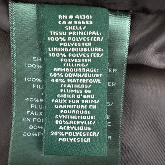 Lauren Ralph Lauren Black Long Down Hooded Quilted Puffer Coat Medium - Picture 13 of 16